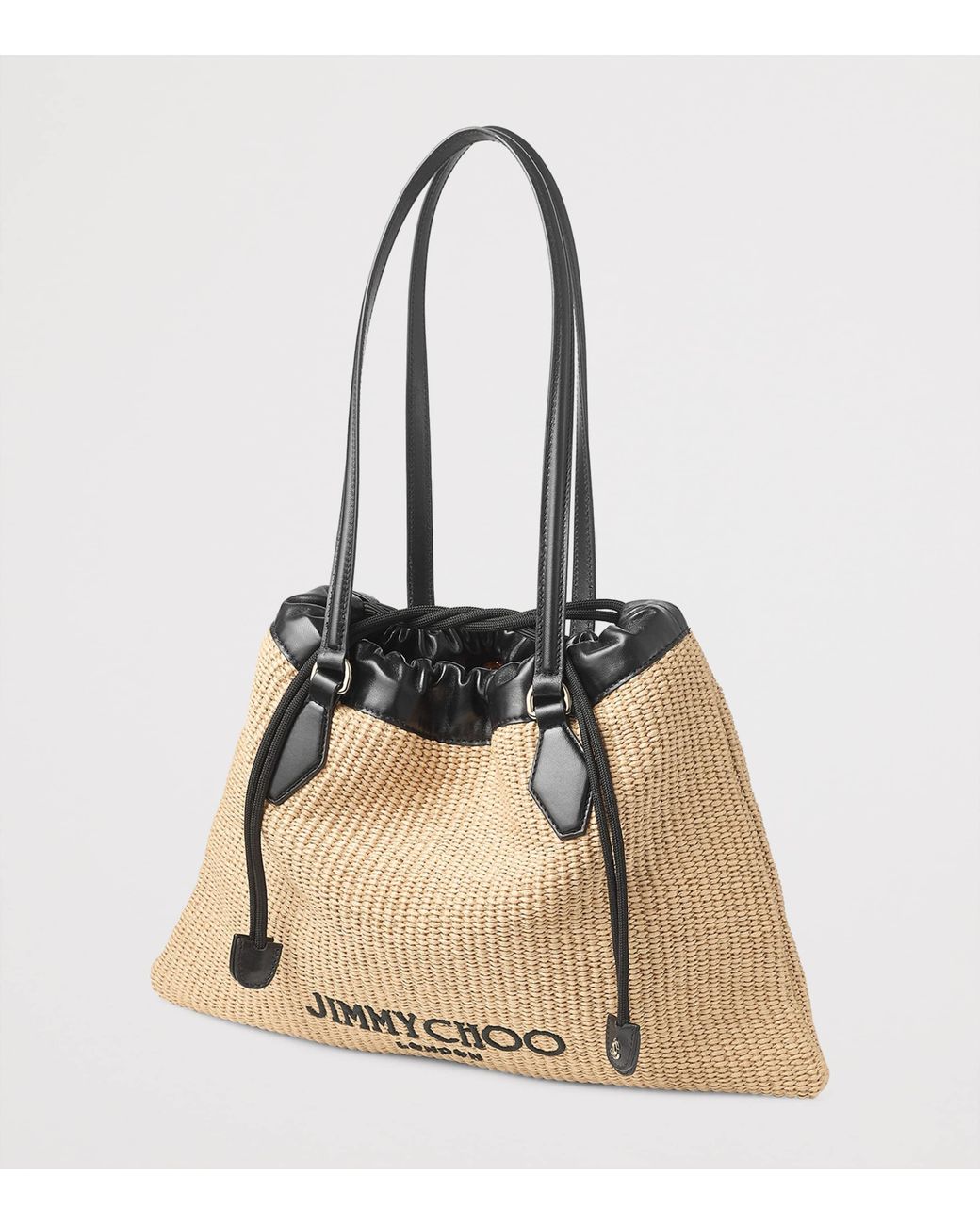 Jimmy Choo Natural Large Raffia Drawstring Tote Bag