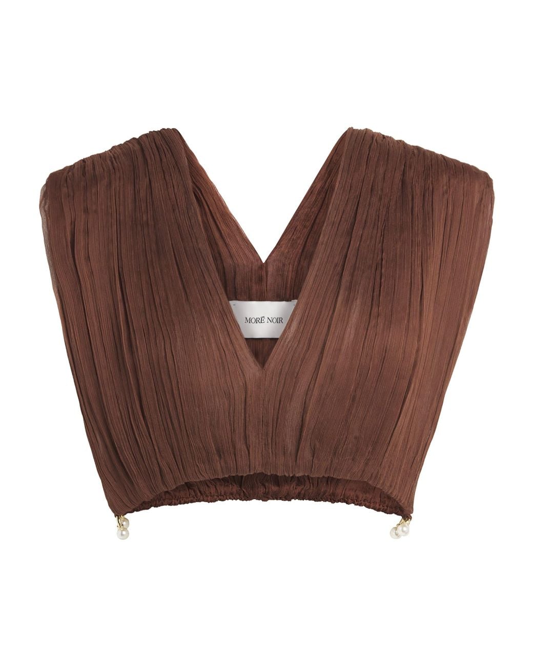 Moré Noir Brown Silk Chiffon Izzi Crop Top
