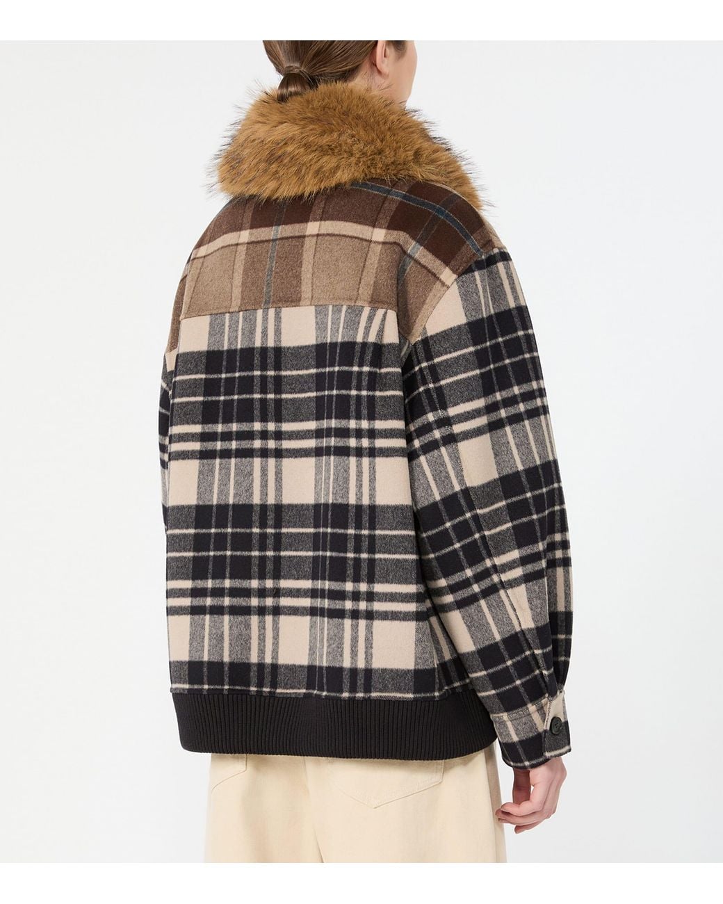 Weekend by Maxmara Brown Virgin Wool Check Jacket