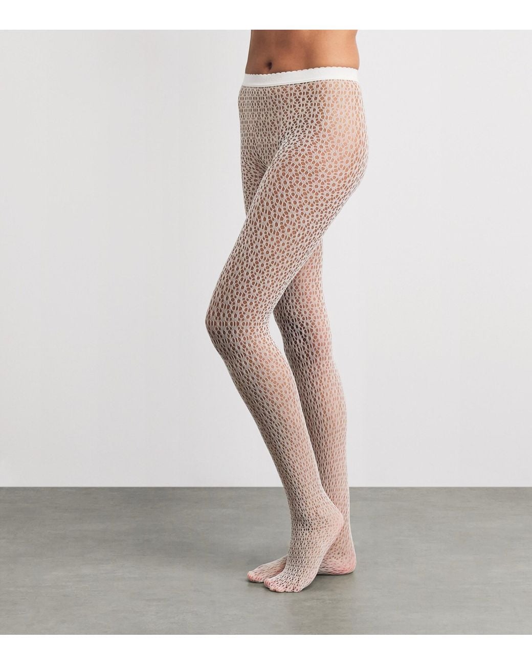 Wolford White Daisy Net Tights