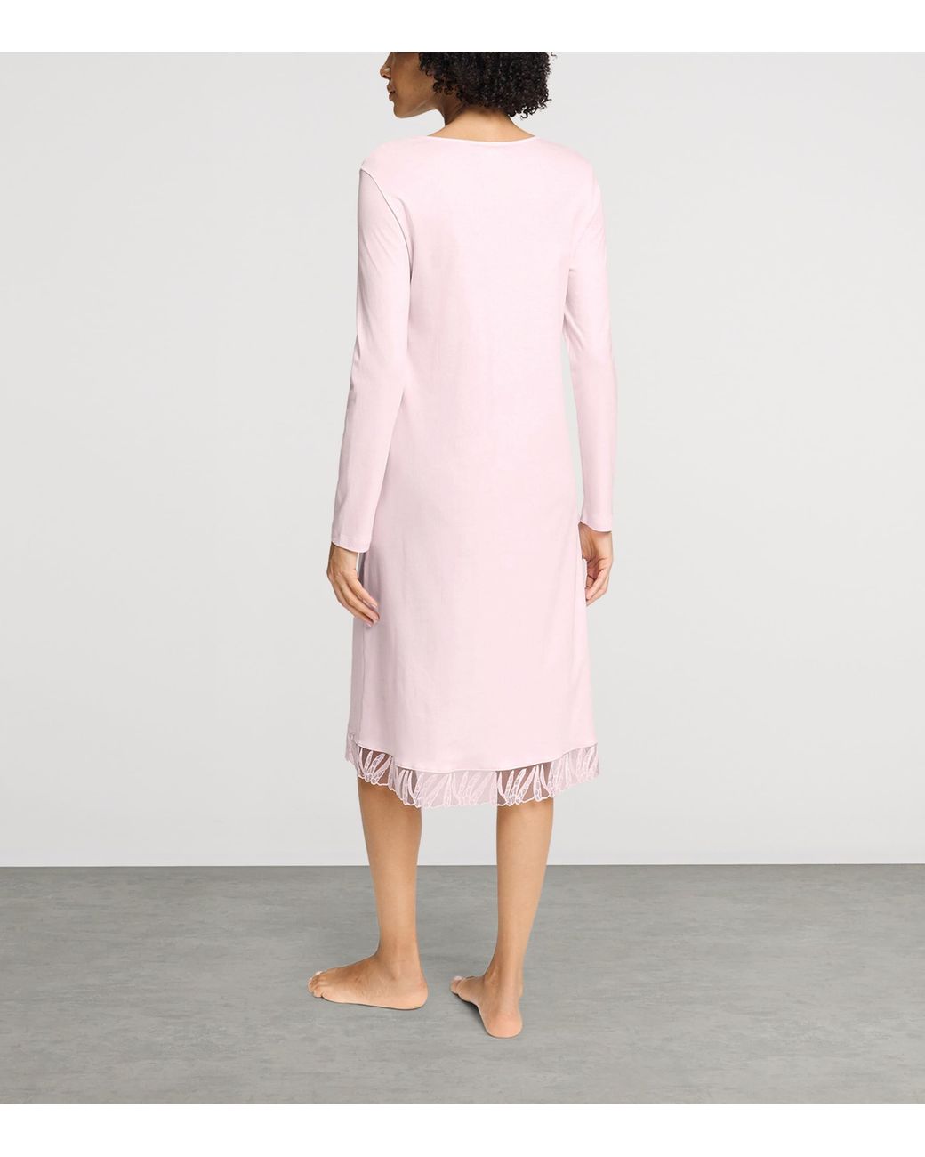 Hanro Pink Cotton Rosaria Long-Sleeve Nightdress
