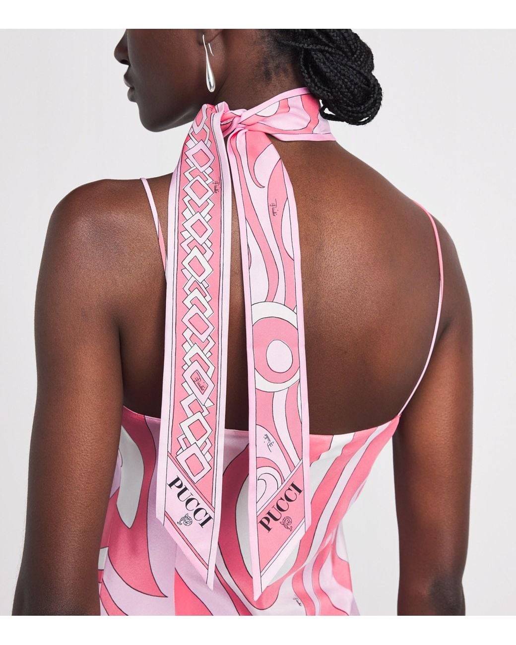 Emilio Pucci Pink Silk Twill Iride Scarf