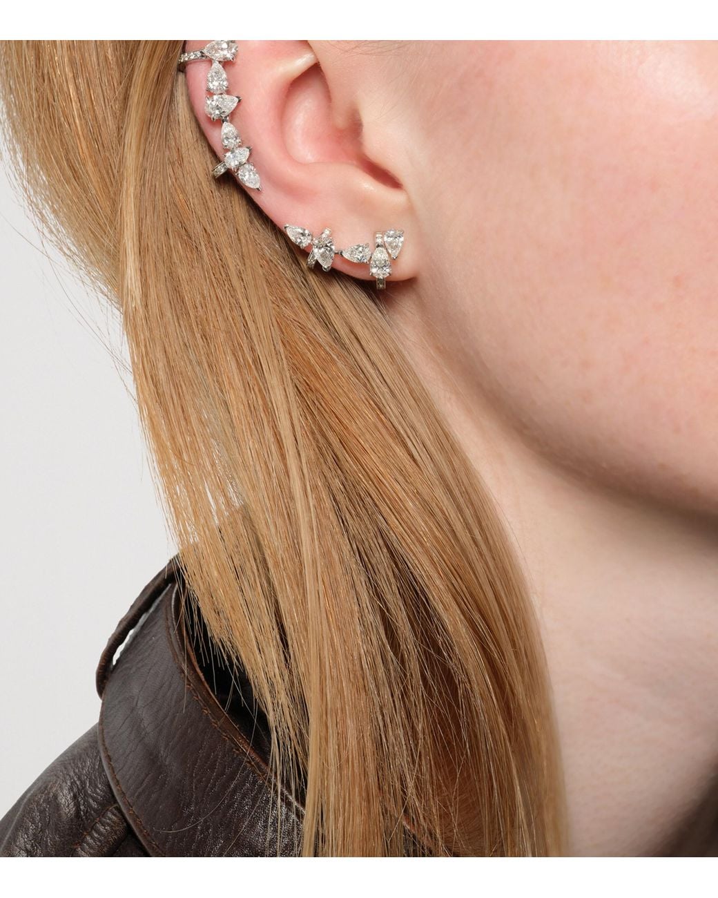 Repossi White And Diamond Serti Sur Vide Single Earring