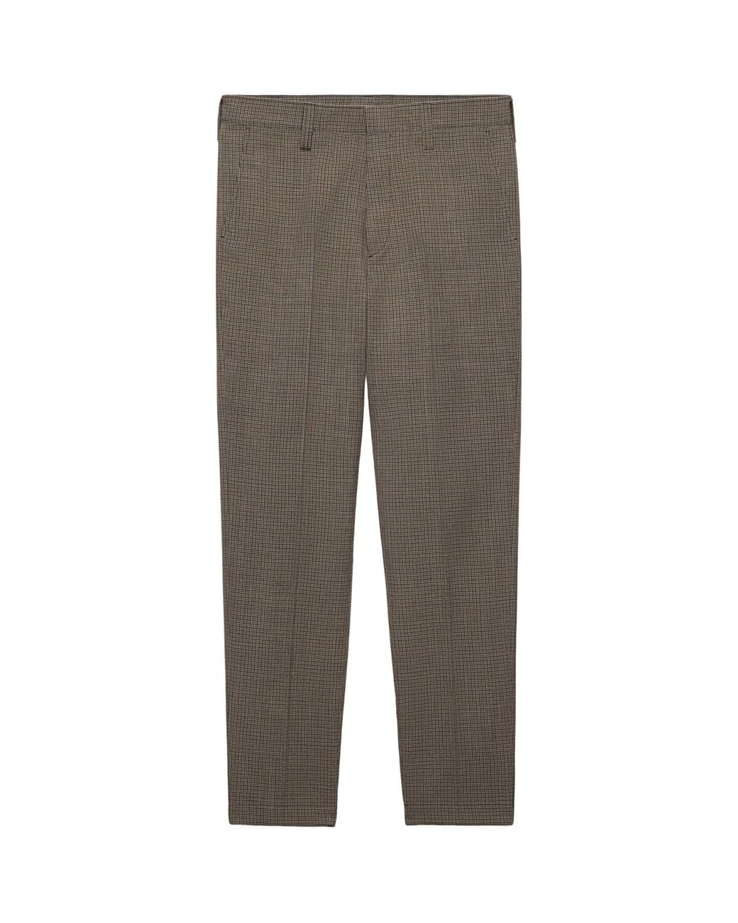Prada Gray Wool Houndstooth Slim-Fit Trousers for men
