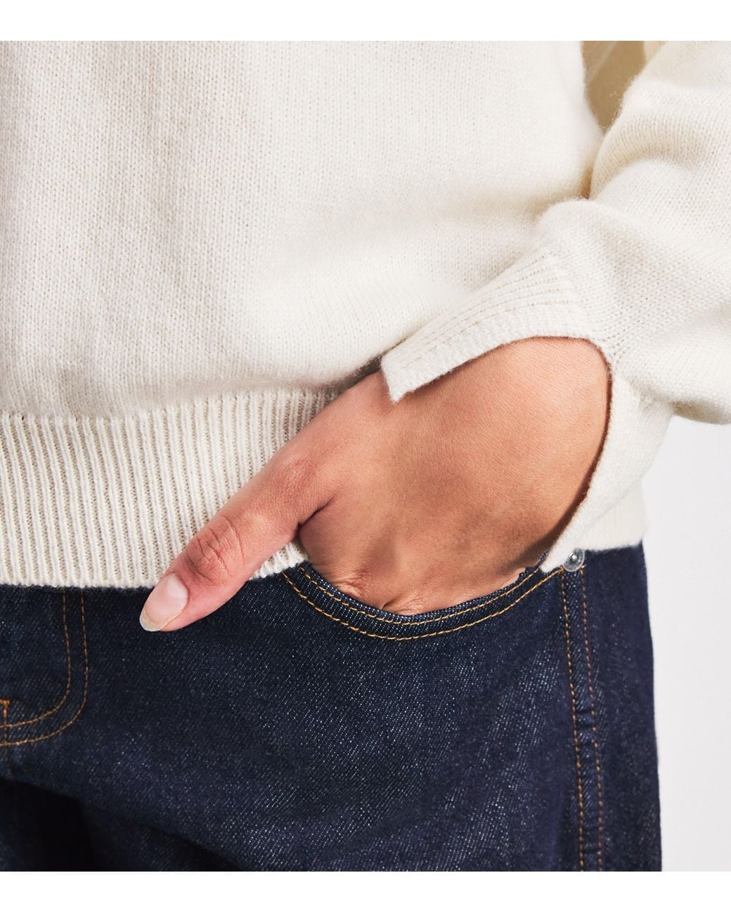 Barrie White Cashmere Sparkling-Bow Polo Sweater