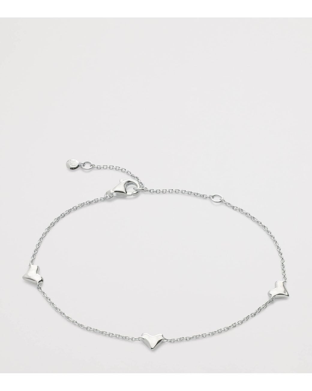 Monica Vinader White Sterling Heart Station Chain Bracelet