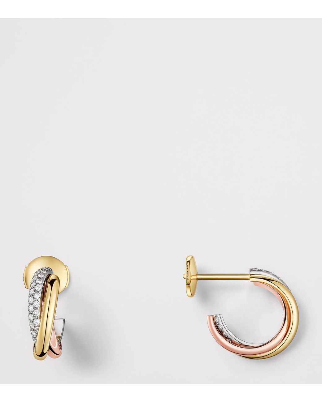 Cartier Metallic Rose And Diamond Trinity Earrings