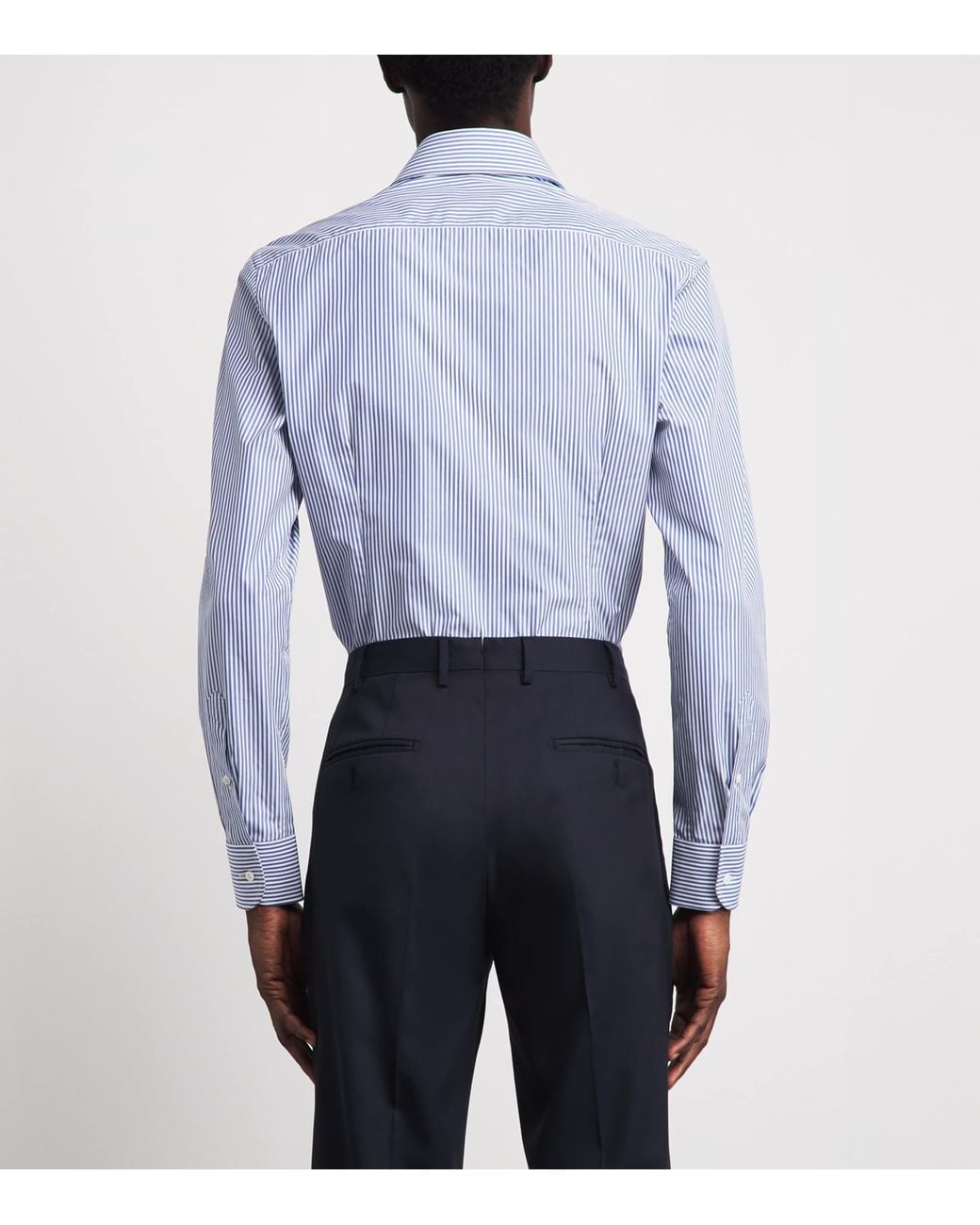 Corneliani Blue Cotton Stripe Shirt for men