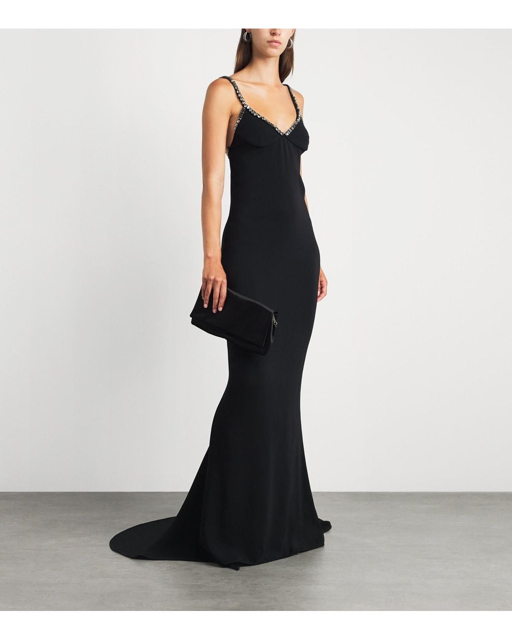 Stella McCartney Black Embellished Crepe Maxi Dress