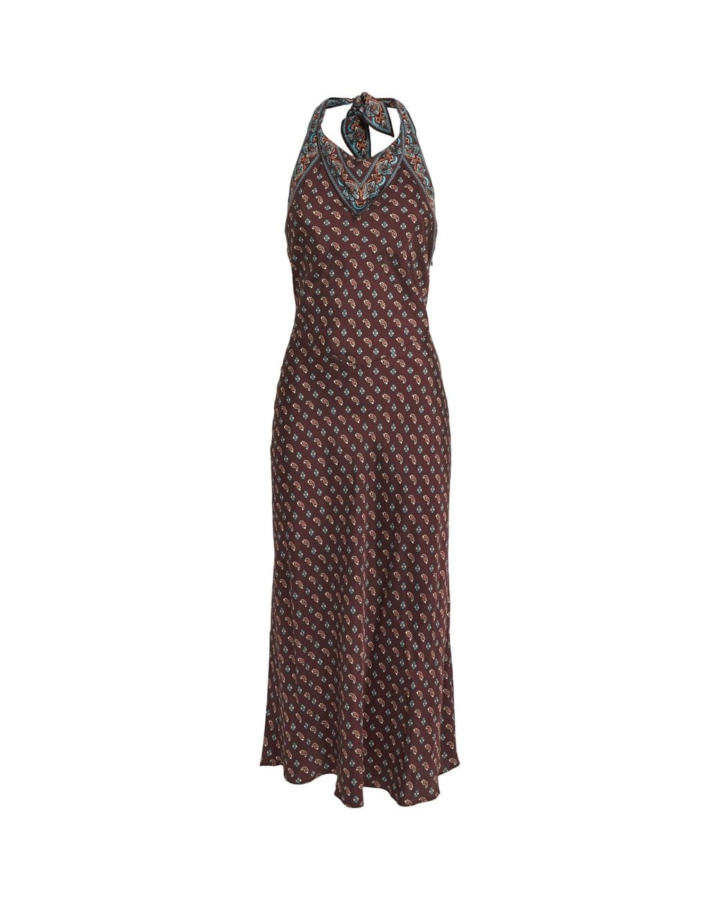 Doen Purple Silk-Blend Halterneck Zilda Midi Dress