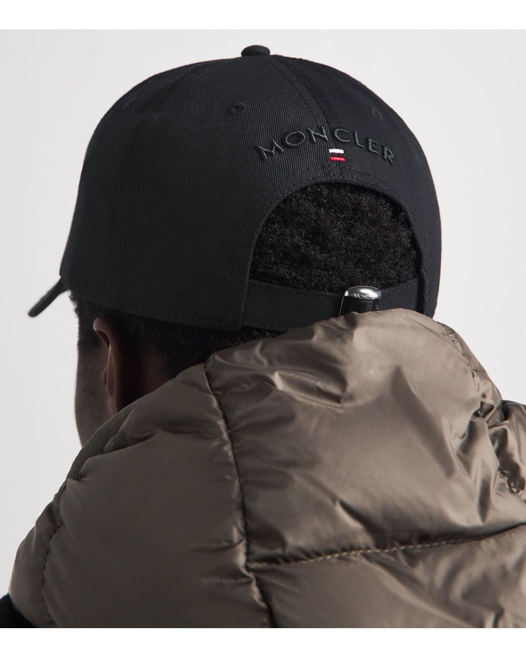 Moncler Black Cotton Logo Baseball Cap for men