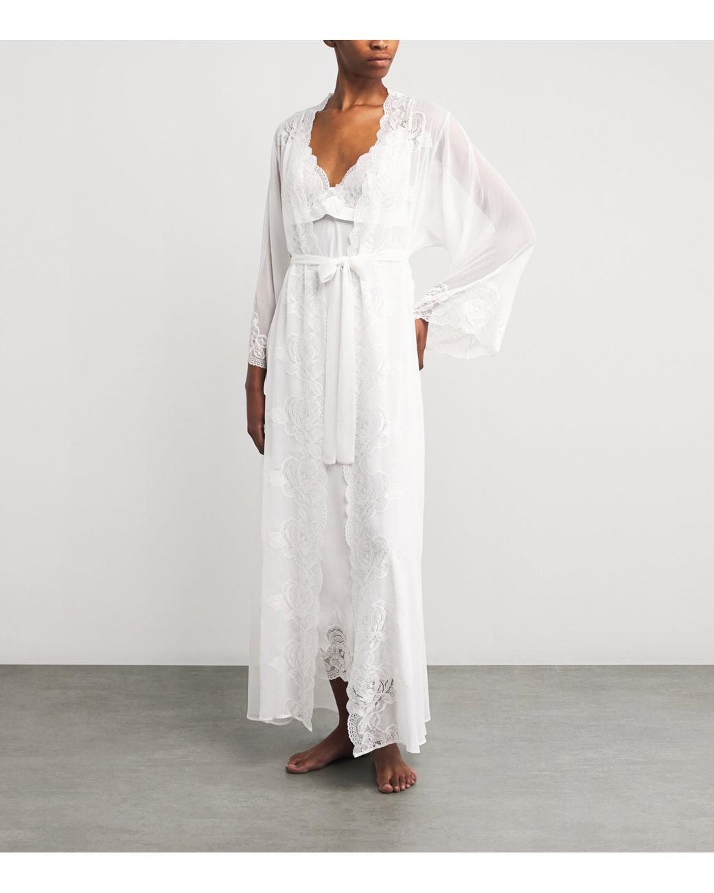 Bocan White Silk Chiffon Rosabelle Robe