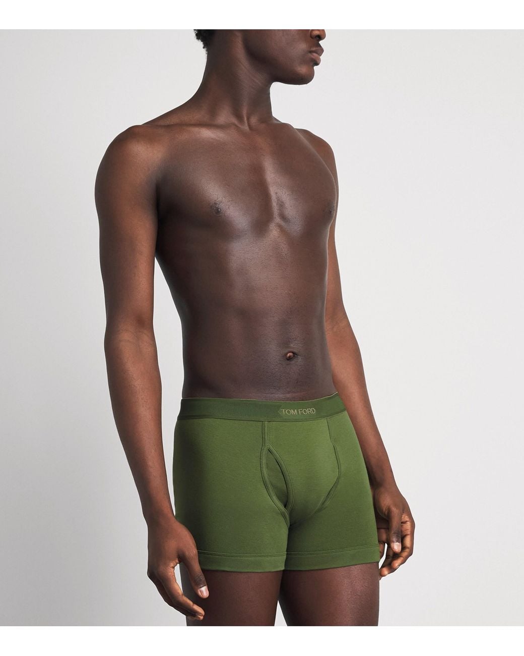 Tom Ford Green Stretch-Cotton Logo Boxer Briefs for men