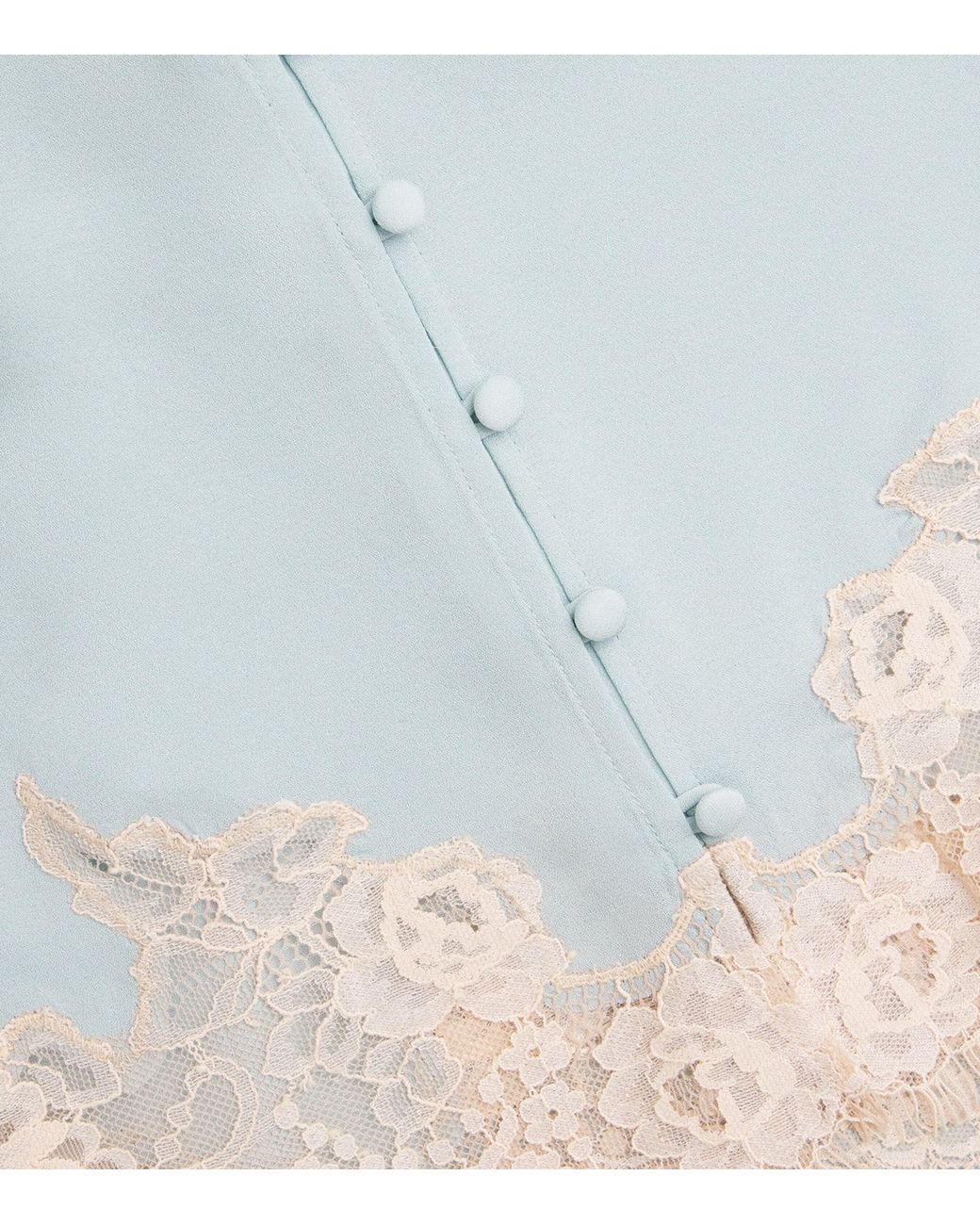 Fleur du Mal Blue Silk Lace-Trim Juliet Slip Dress