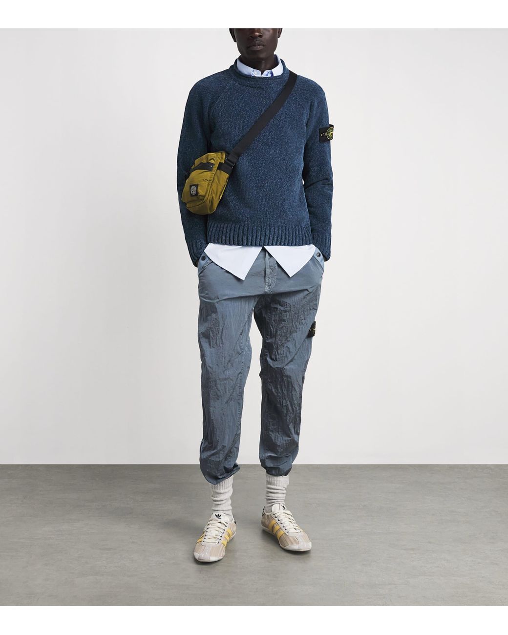 Stone Island Blue Cotton Élange Sweater for men