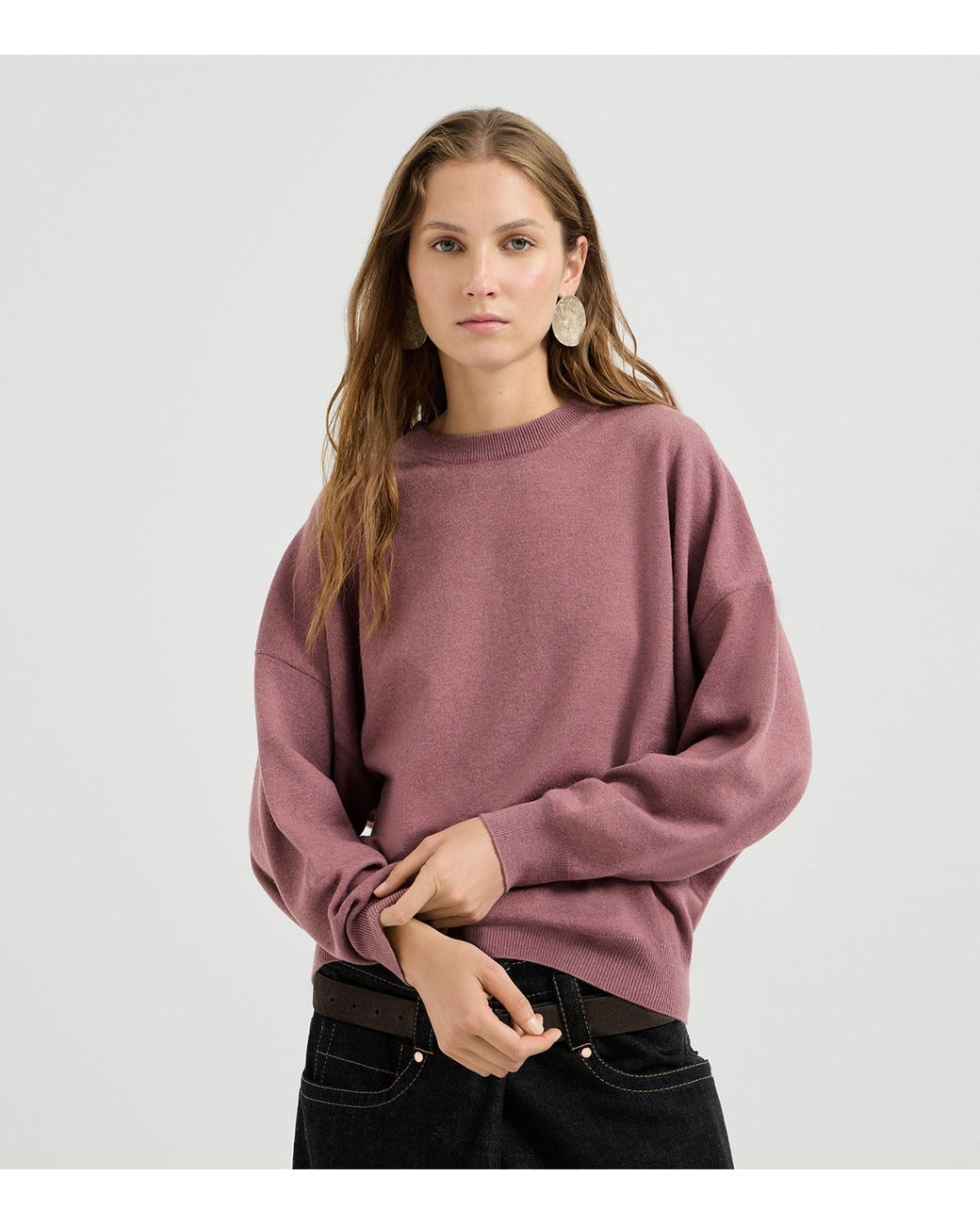 Brunello Cucinelli Pink Cashmere Crew-Neck Sweater