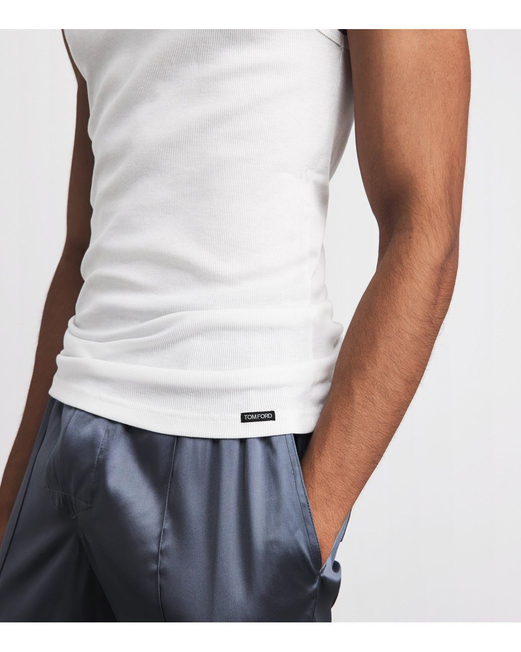 Tom Ford White Ribbed Tank Top for men