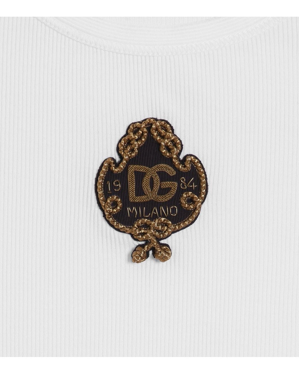 Dolce & Gabbana White Cotton Embroidered Tank Top for men