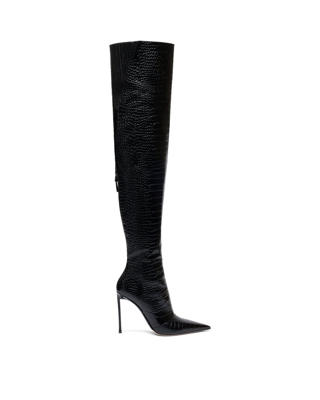 Tom Ford Black Croc-Embossed Leather Over-The-Knee Boots 105