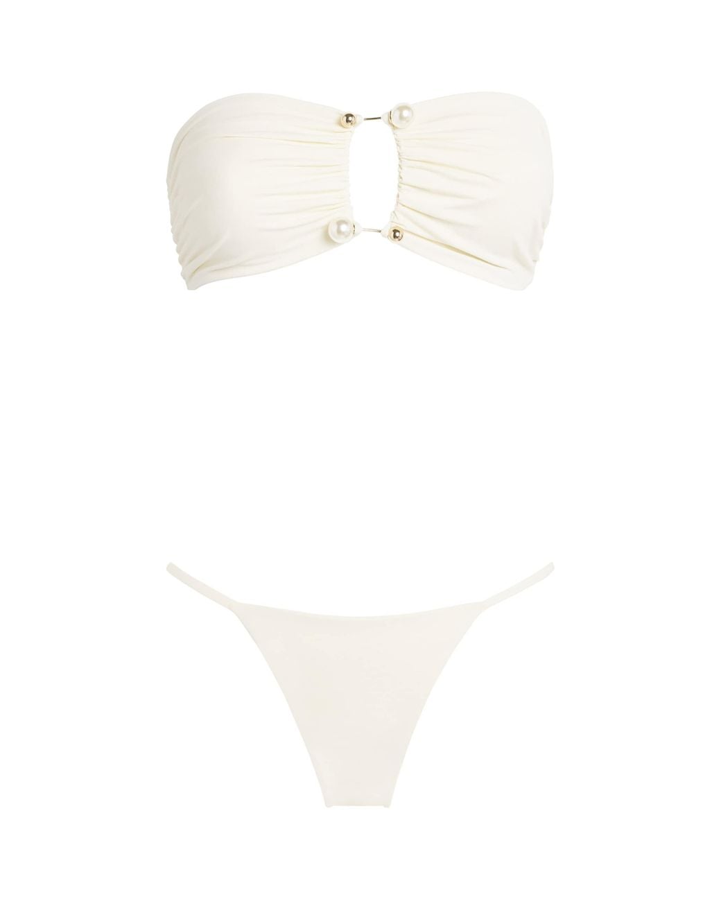 Moré Noir White Embellished Sonny Bikini
