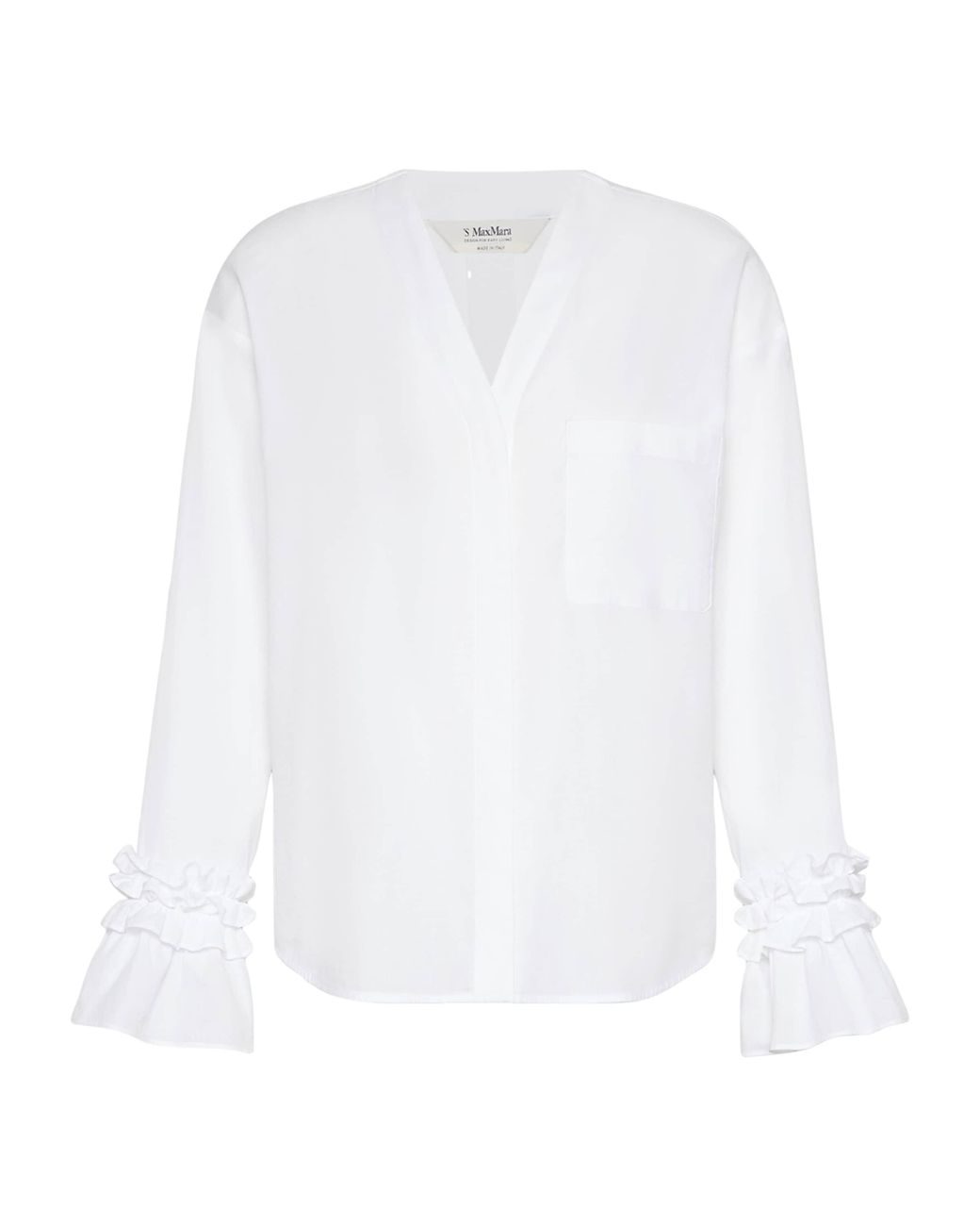 Max Mara White Ruffle-Trim Shirt