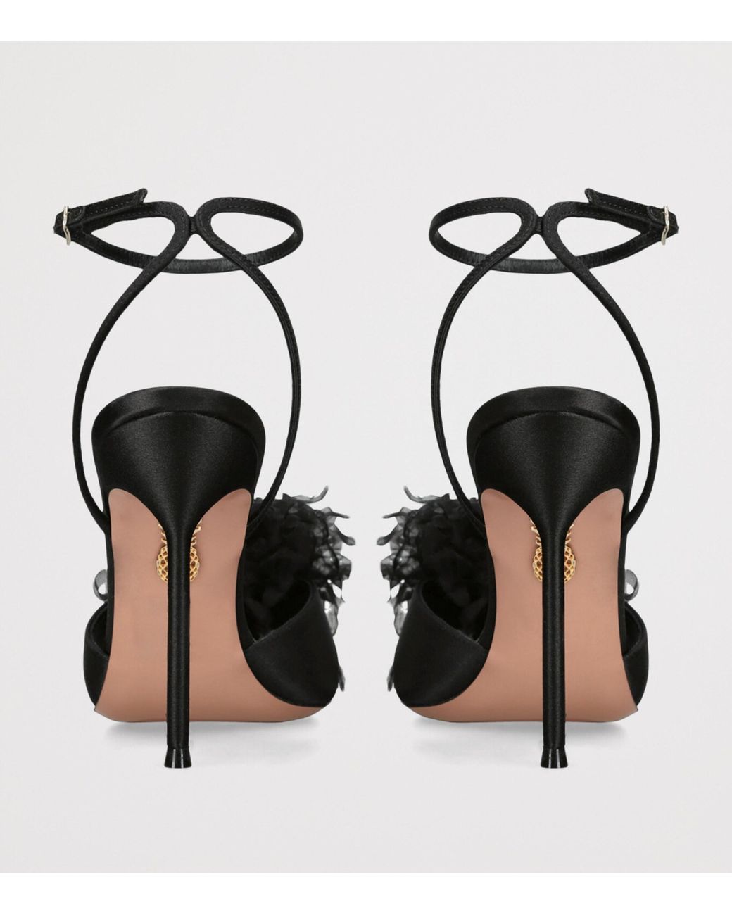 Aquazzura Black Satin Poème Sandals 105