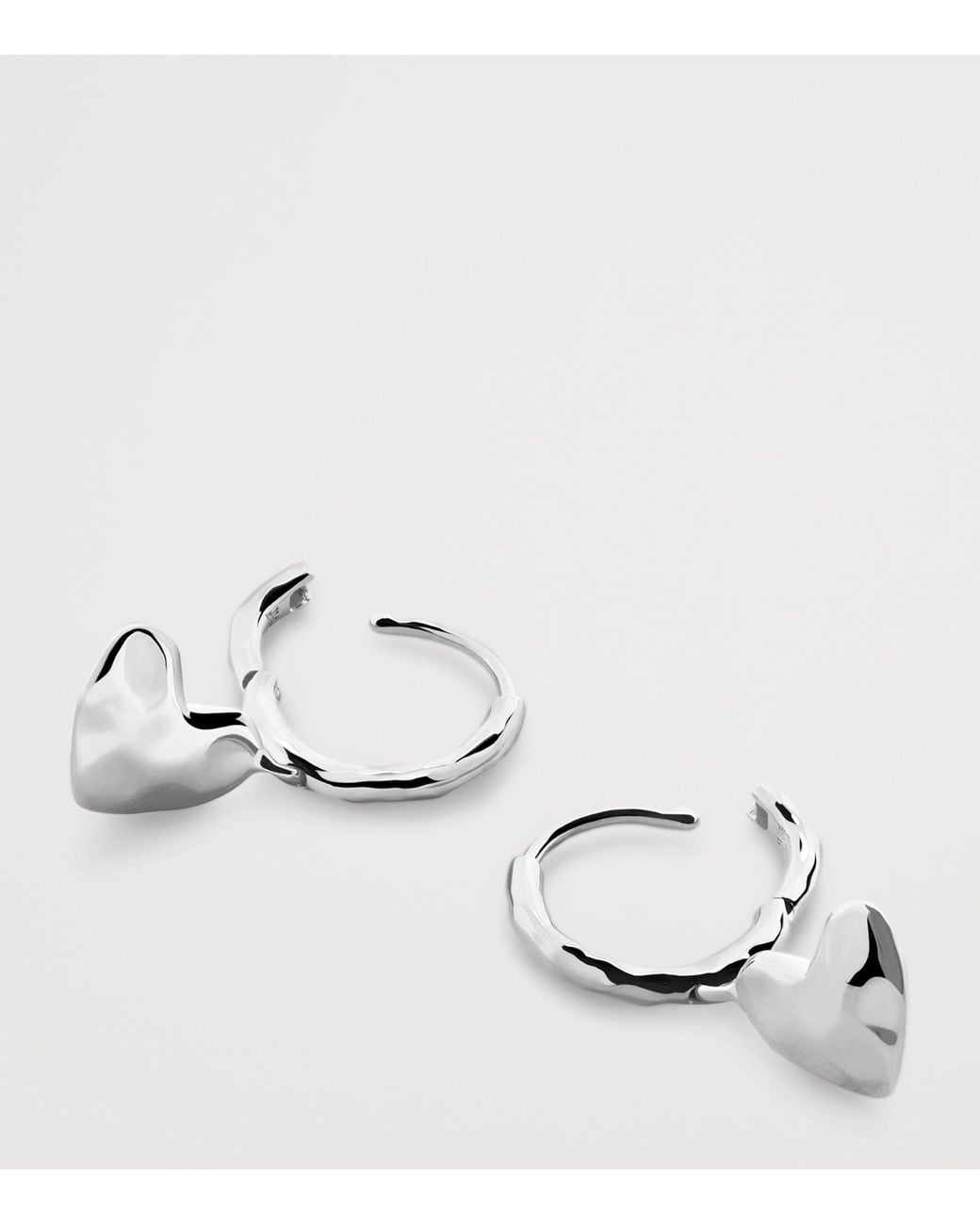 Monica Vinader Metallic Sterling Heart Drop Huggie Earrings
