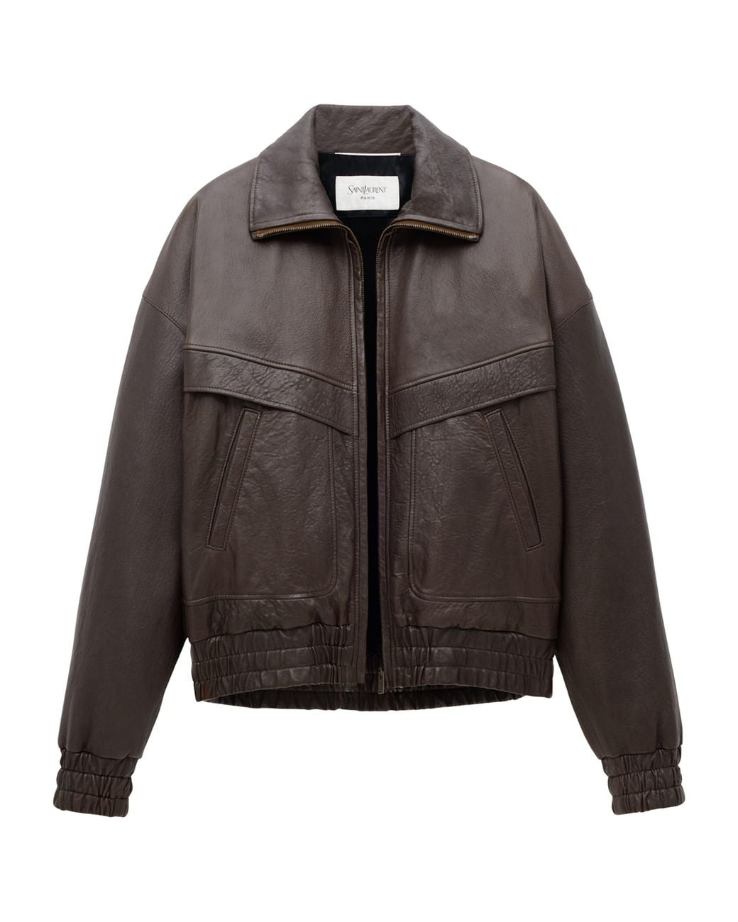 Saint Laurent Gray Leather Bomber Jacket for men