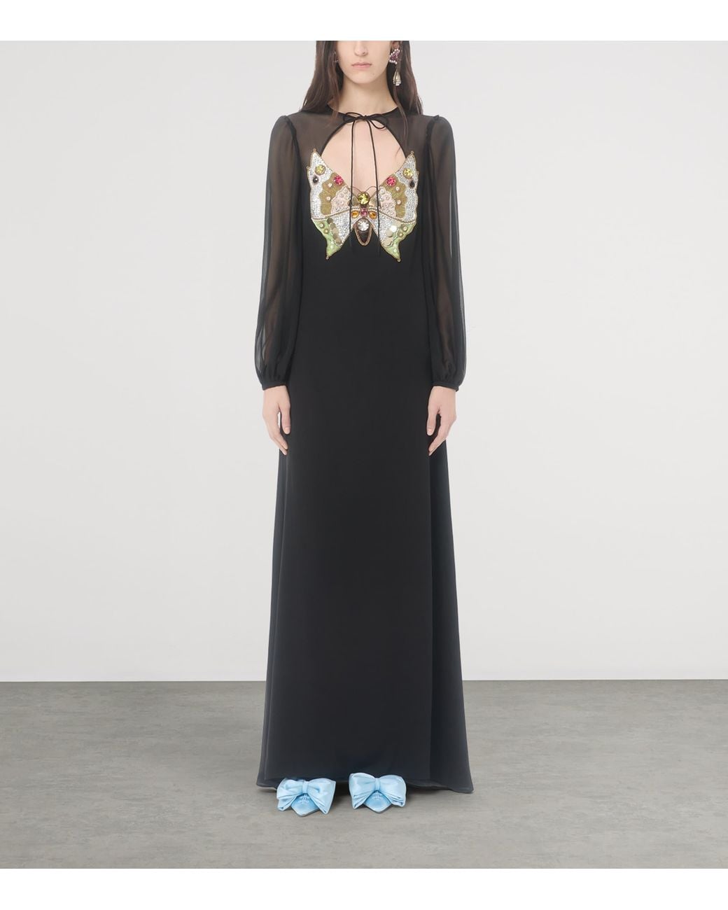 Valentino Black Embellished Georgette Gown