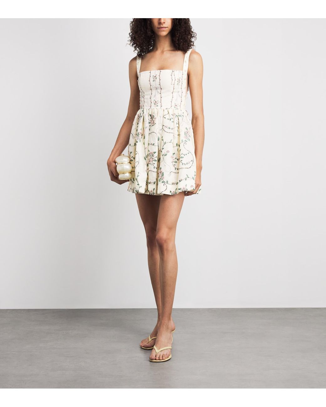 Agua Bendita Natural Linen Mielero Navegante Mini Dress