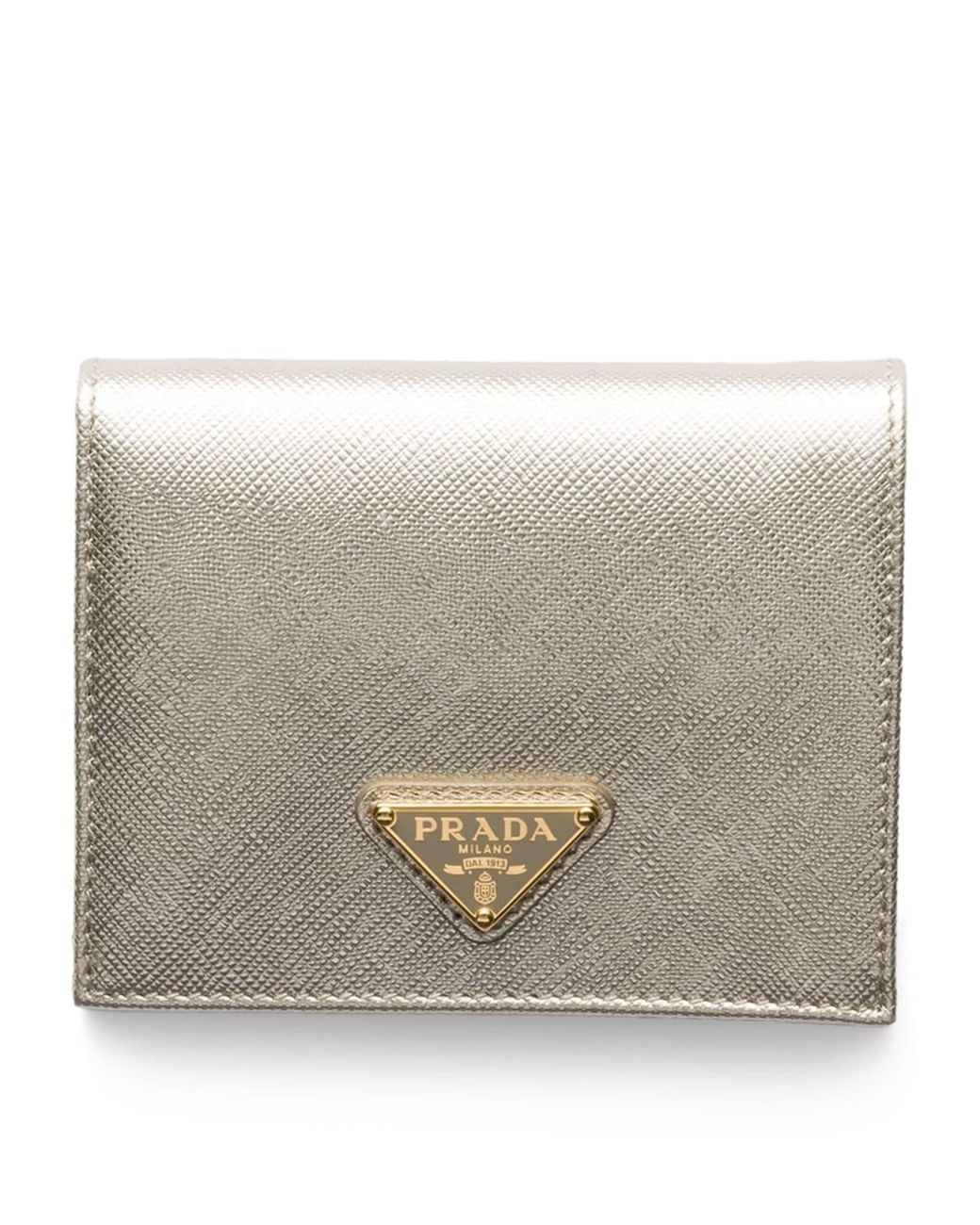 Prada Gray Small Saffiano Leather Wallet