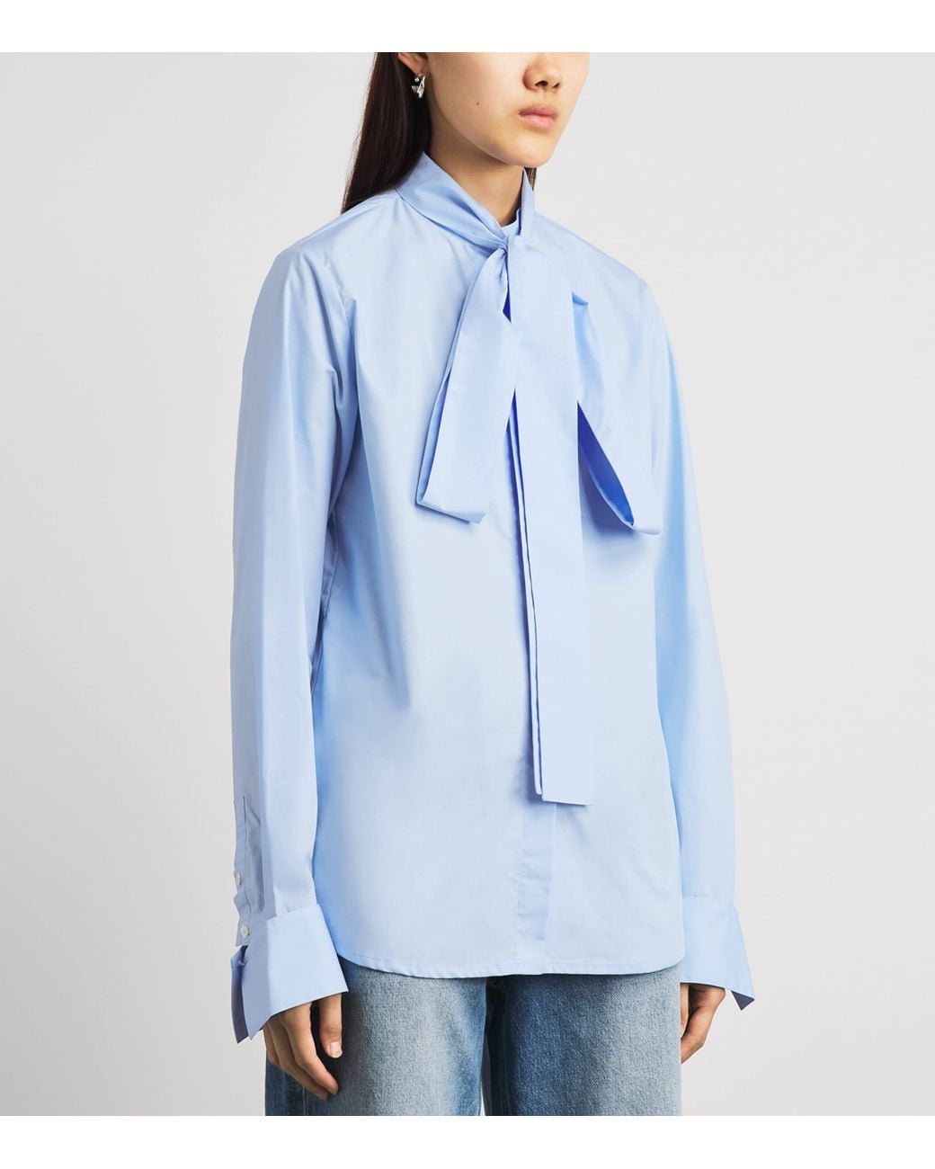 7 For All Mankind Blue Cotton Tie-Detail Shirt