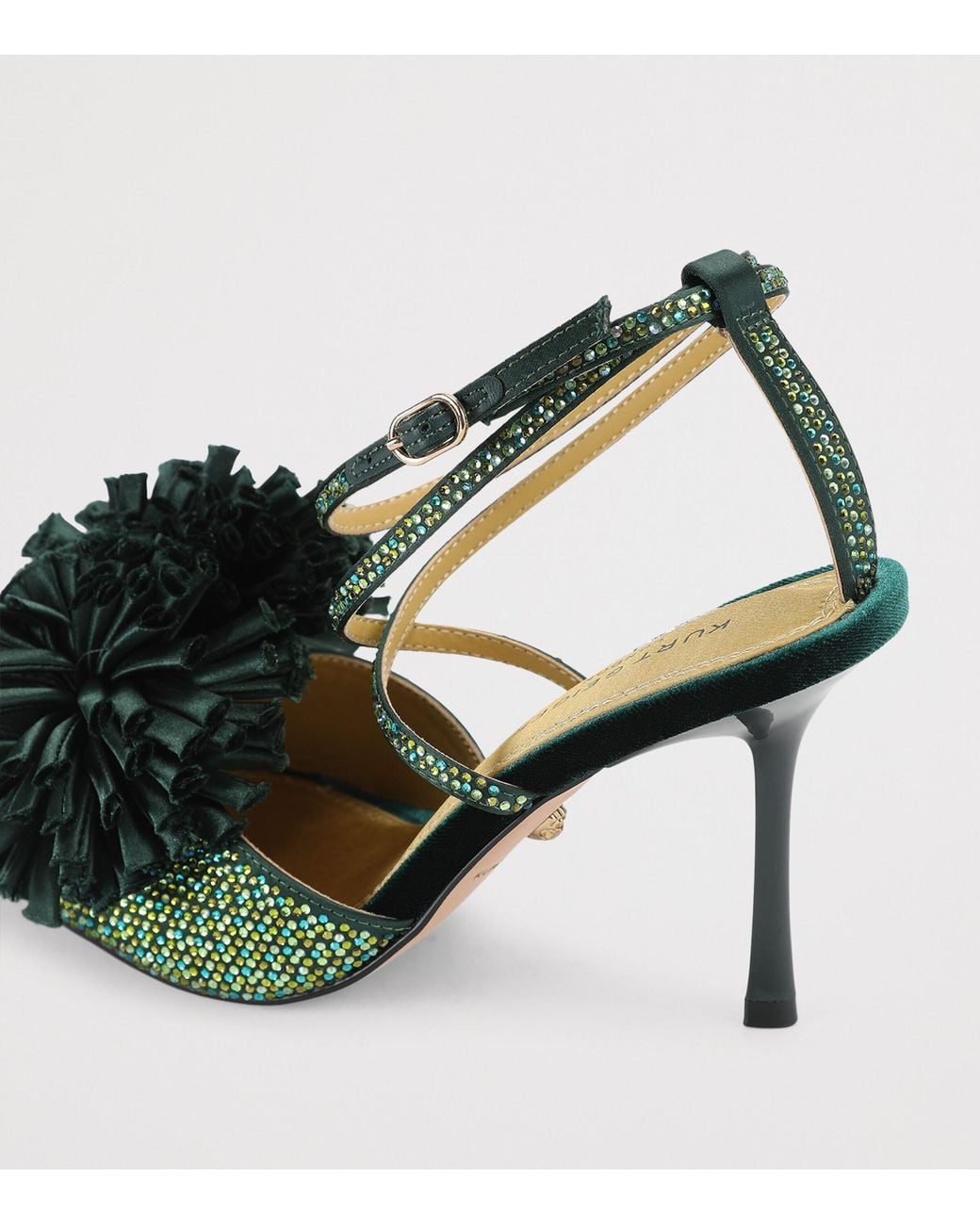 Kurt Geiger Black Embellished Pom Pom Heeled Sandals