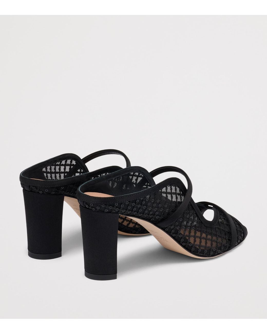 Malone Souliers Black Sequin Mesh Norah Heeled Sandals 70