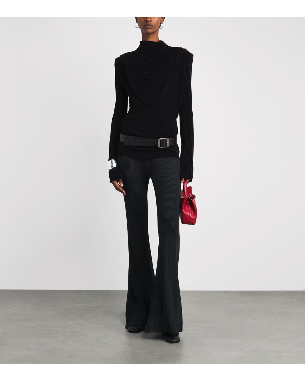 L'Agence Black Rib-Knit Conan Flared Trousers