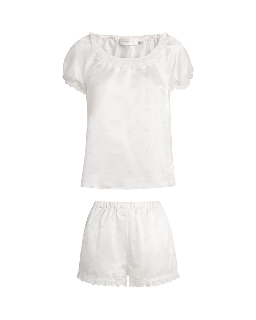 Manitu White Silk Sweetie Short Pyjama Set