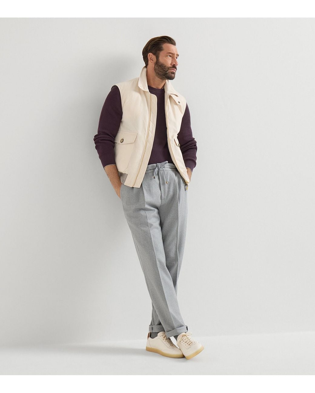 Brunello Cucinelli Natural Leather Low-Top Sneakers for men