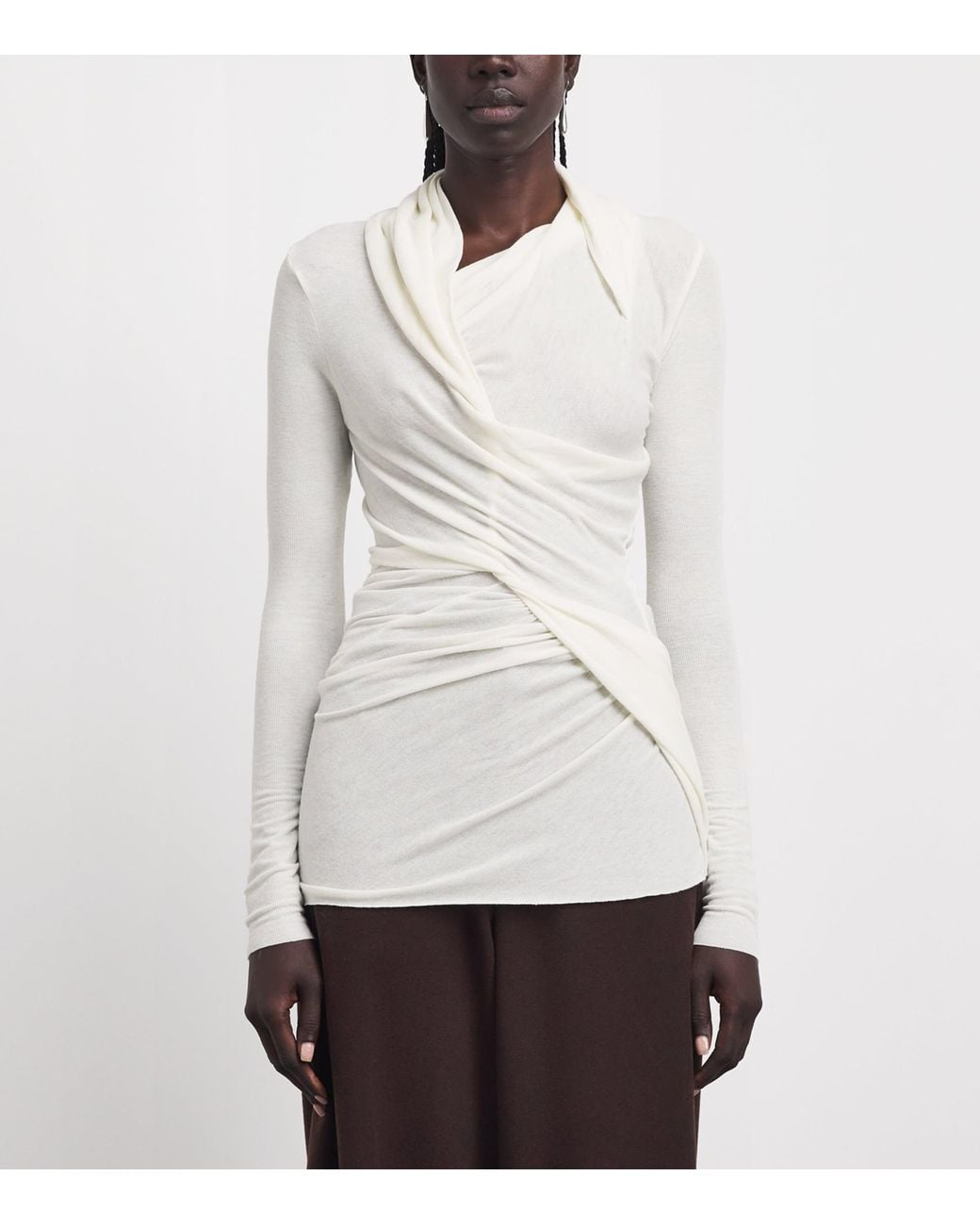 Source Unknown White Asymmetric-Drape Folgore Top