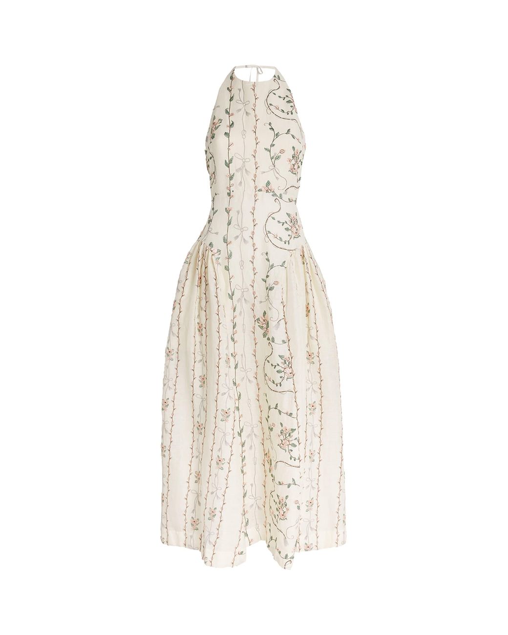 Agua Bendita White Linen Balsa Navegante Midi Dress