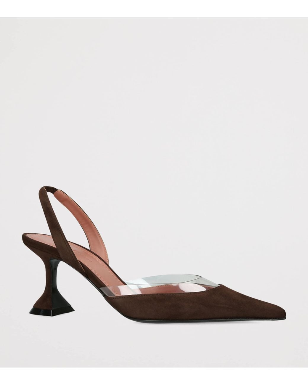 AMINA MUADDI Brown Suede Lara Slingback Heels 70