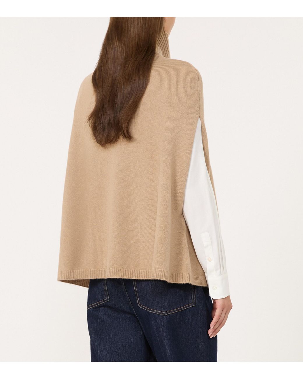 Weekend by Maxmara Natural Cashmere Knitted Funnel-Neck Cape