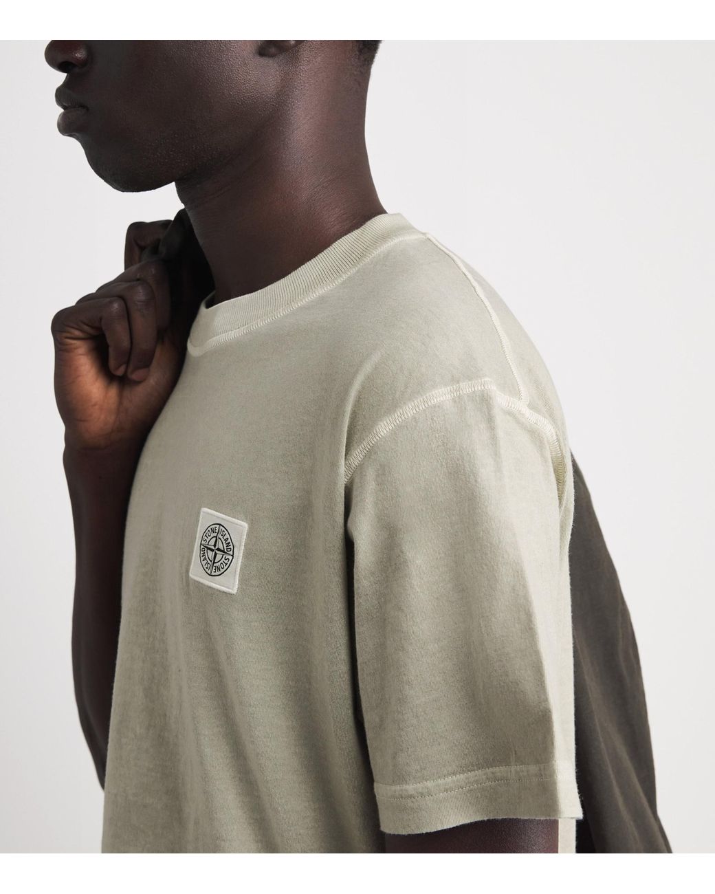 Stone Island White Cotton Logo T-Shirt for men