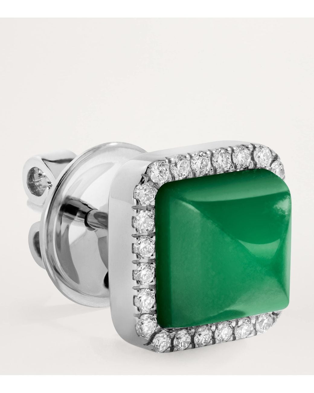 Marli New York Green Diamond And Agate Cleo Pyramid Earrings
