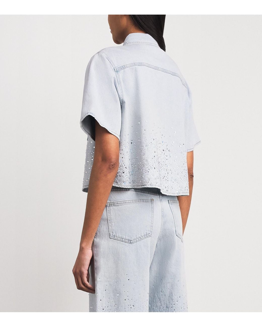 Maje Blue Embellished Denim Shirt