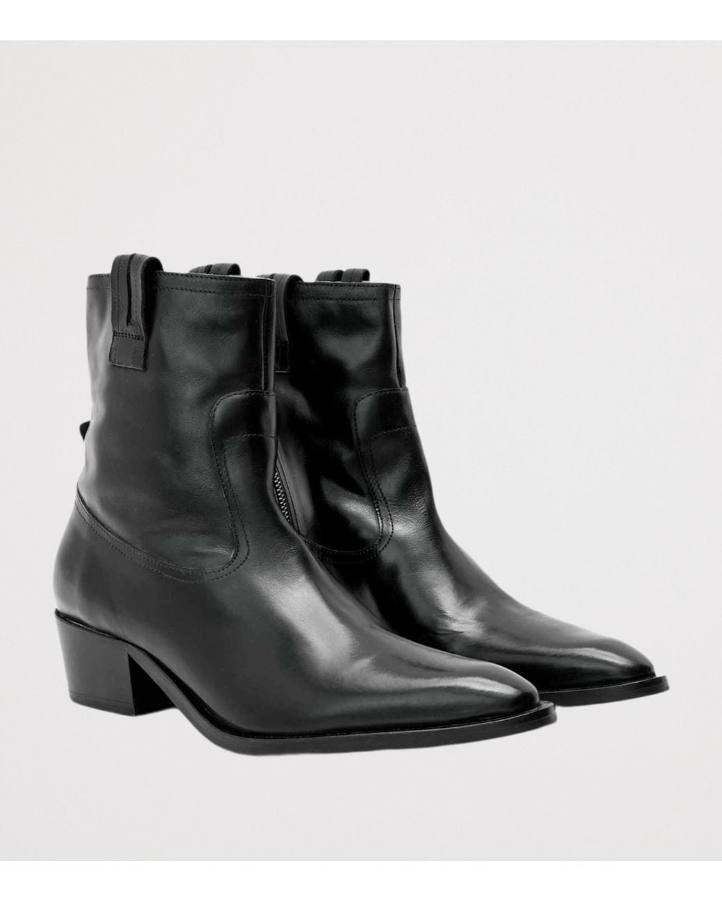 AllSaints Black Leather Jura Ankle Boots