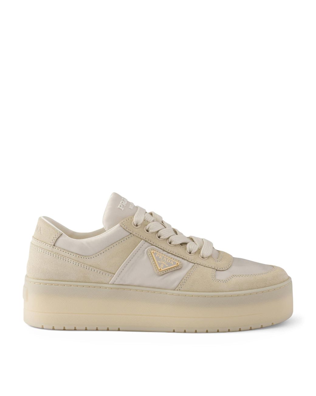 Prada Natural Re-Nylon And Suede Downtown Bold Sneakers