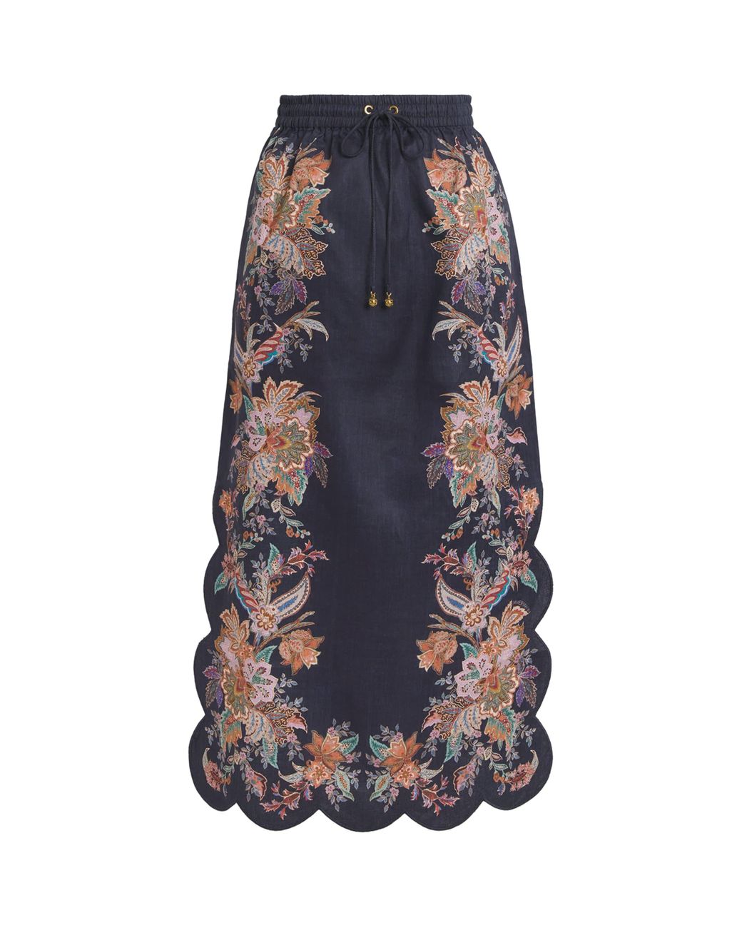 【Zimmermann】Rhiannon linen midi skirt Zimmermann Rhiannon Scallop Midi Skirt - CK Collection