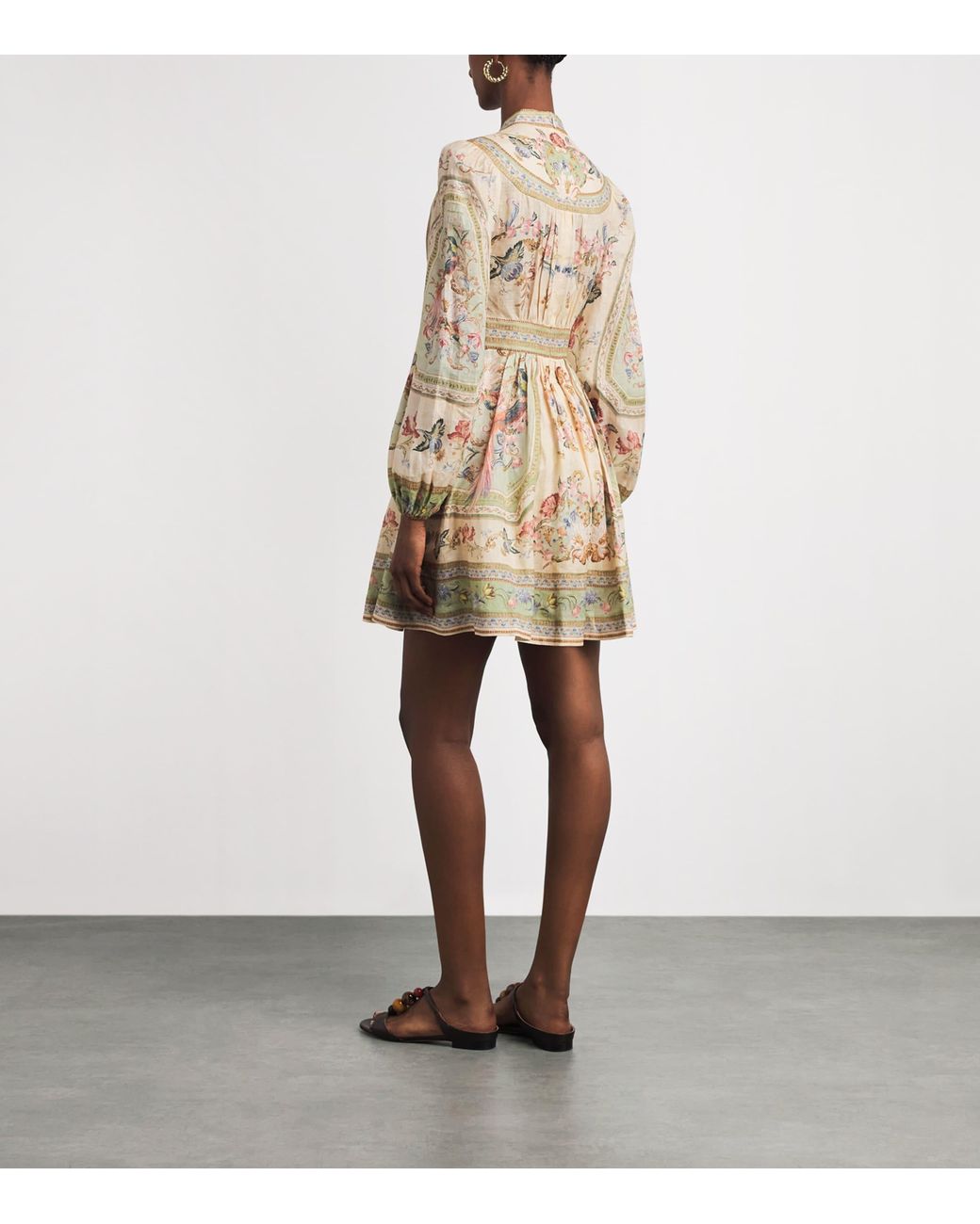 Zimmermann Natural Linen Roselight Plunge Mini Dress