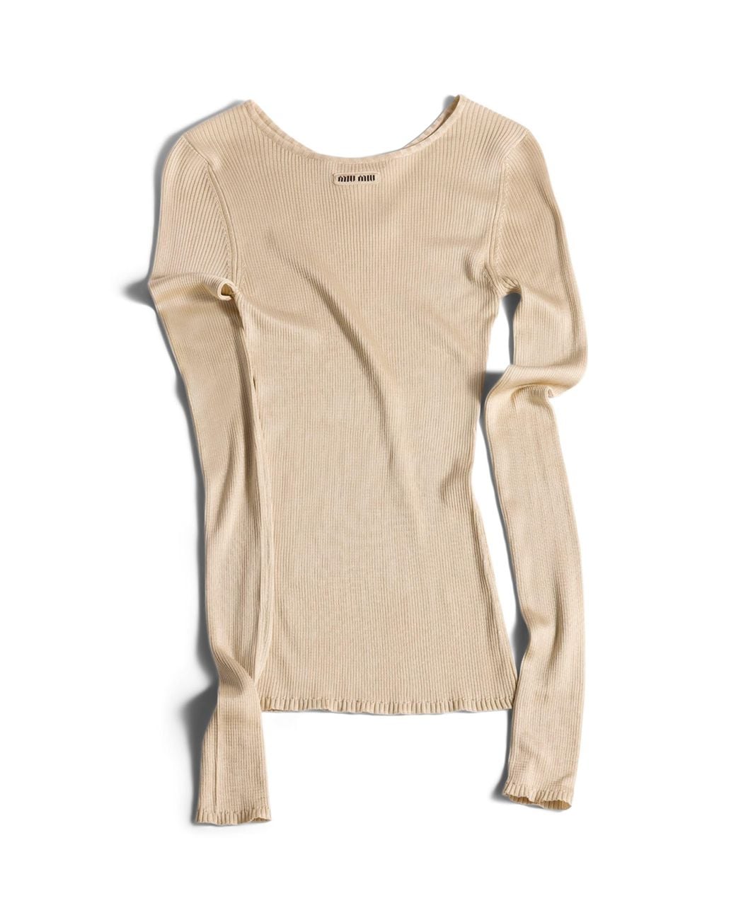 Miu Miu Natural Silk Rib Knit Sweater