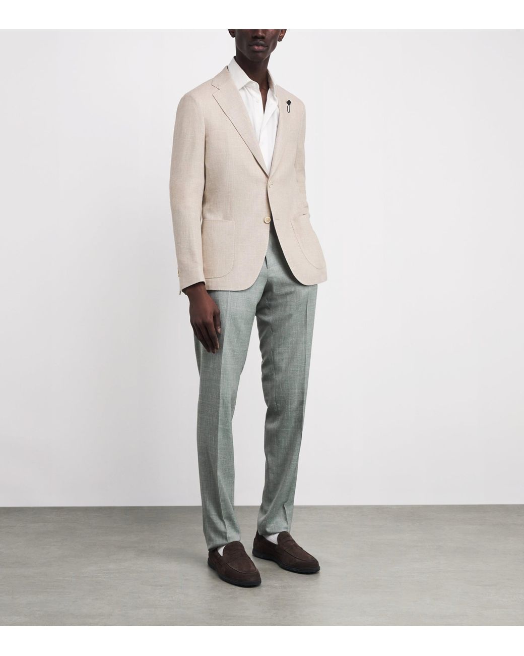 Lardini Natural Linen-Wool Patch Pocket Blazer for men